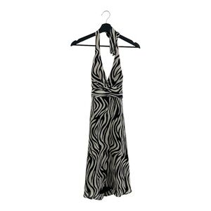 White House Black Market Silk Zebra Print Backless Dress, Size 6